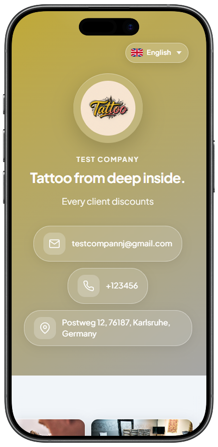 Mobile booking page example: another business on a phone